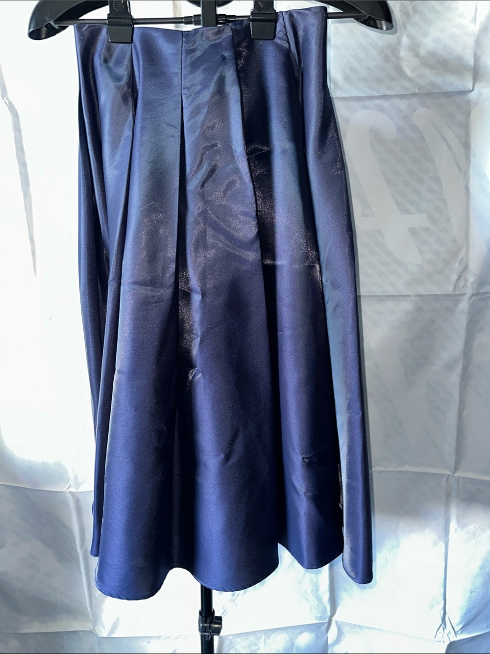 Lulu's Navy A-Line Satin Midi Skirt